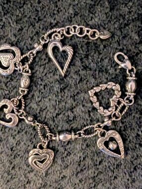 Brighton Sterling-Tone Heart Charm Bracelet in Silver - Women's Jewelry